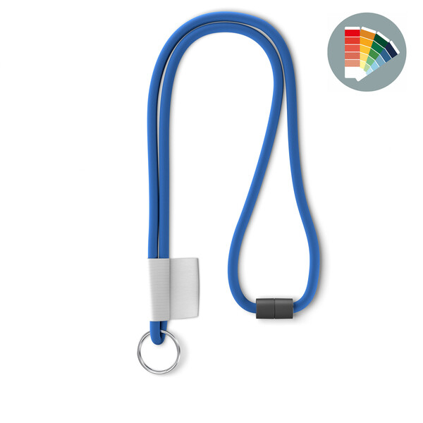 Polyester 2-tone cord lanyard with full colour label - Own PMS / Ring hook / Safety breakaway