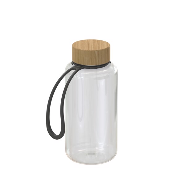 Drink Bottle "Natural" Incl. Strap, 700 Ml - Transparent / Black