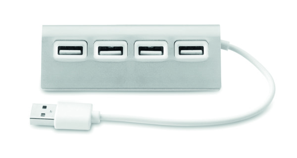 USB hub med 4 porte Aluhub - Matt Sølv
