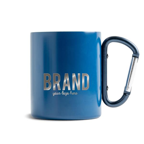 Caneca Em Rss, Com Parede Dupla E Mosquetão - Prateado