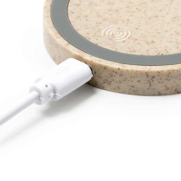Cargador inalámbrico personalizado de fibra de trigo 5W con anillo antideslizante