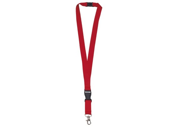 Polyester lanyard 20mm with buckle and hook - Red 485C