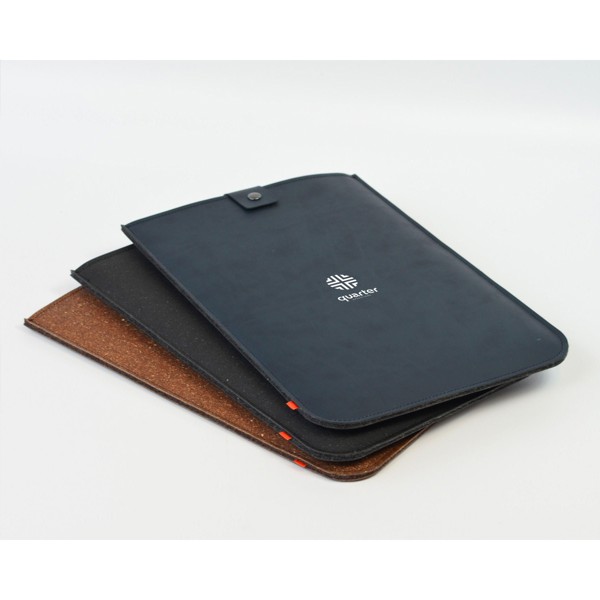 Recycled Leather Laptop Sleeve 16" - noir