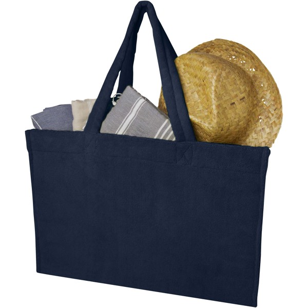 Sac shopping Siam en tissu éponge recyclé GRS de 13 L - Marine