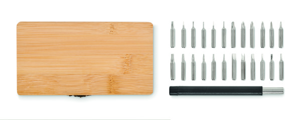 Bamtool precision set, 24-piece, bamboo case
