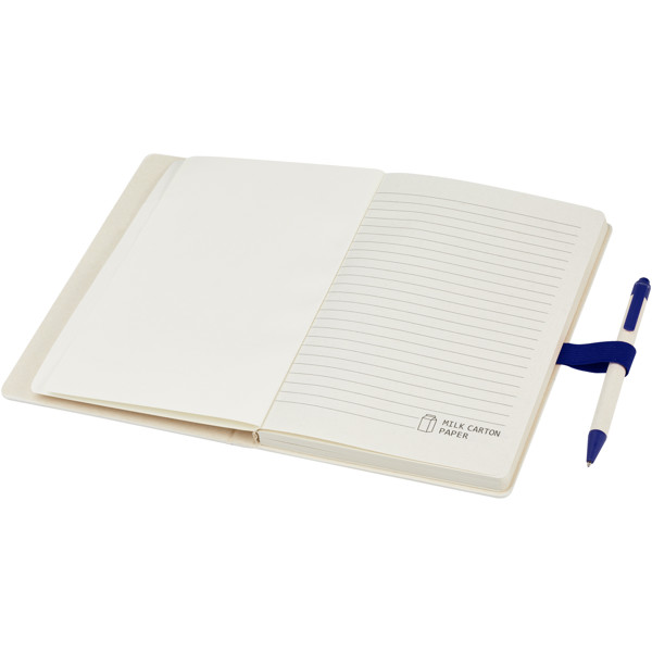 Ensemble carnet de notes format A5 et stylo bille, à partir de briques de lait recyclées, Dairy Dream - Bleu