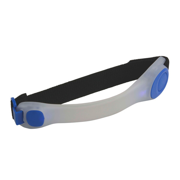 Rubber Plastic Safety Light With Blue Led And Wristband With Velcro Closure