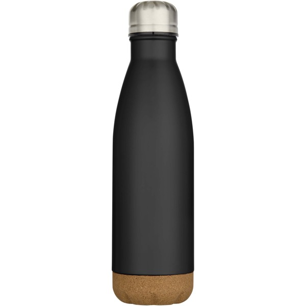 Cove 500 ml doppelwandige, vakuumisolierte Trinkflasche aus Edelstahl mit Korkdetails - schwarz