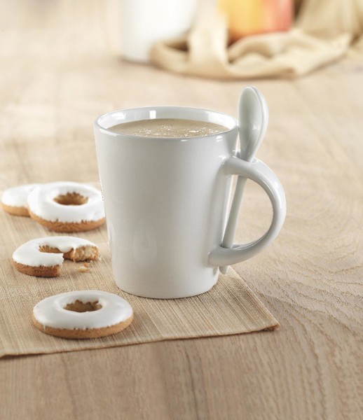 Sublimkonik ceramic mug, spoon, 300 ml