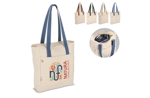 InSideOut Reuuz Canvas Carrier bag 33 x 42 x 10 cm - Ecru / Grey - Blue