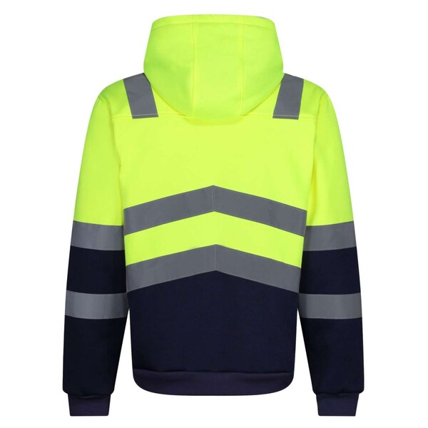 Pro Hi-Vis Full Zip Hoodie - Yellow / Navy / S