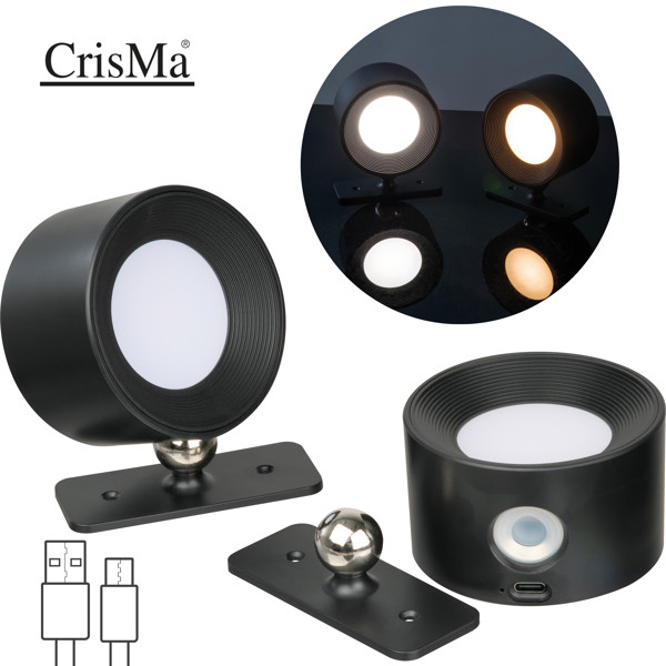 HEDWIG Nabíjateľné nástenné lampy 2 ks - Black