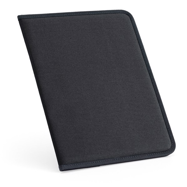 CUSSLER. A4 folder in 600D with lined sheet pad - Black