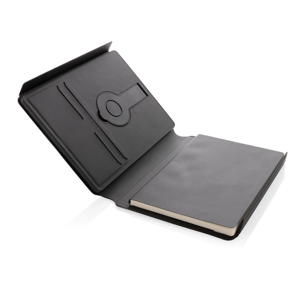 Swiss Peak RCS rePU notebook with 2-in-1 wireless charger