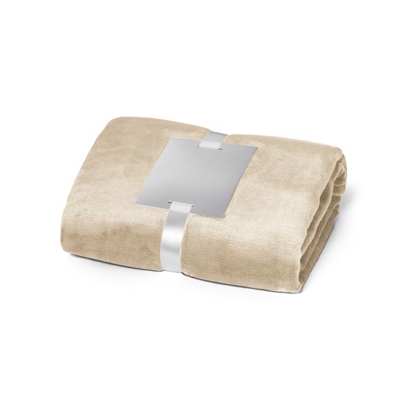 DYLEAF. (240 g/m²) fleece blanket with ribbon wrap and personalisation card - Beige