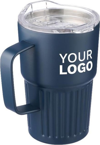 Recycled stainless steel double-walled travel mug (450 ml) Calo - White