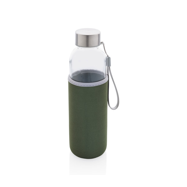 Glass bottle with neoprene sleeve - Green