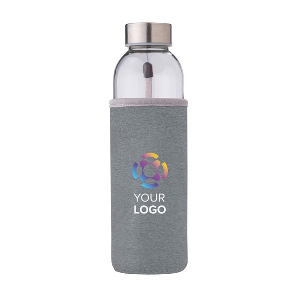 Staklena boca (500 ml) s neoprenskim rukavom Nika - Grey