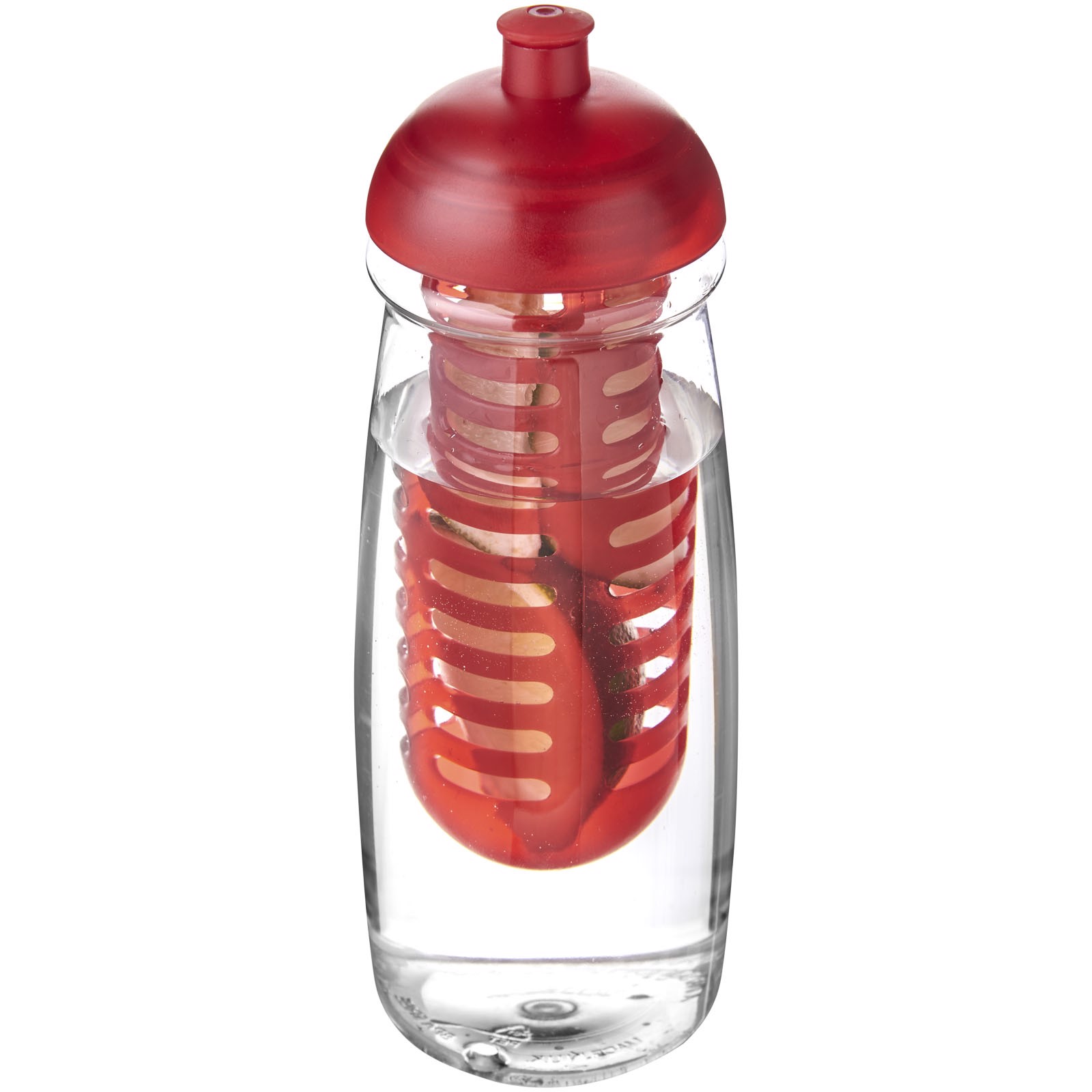 Sportovní láhev s infuzérem a kupolovitýmvíčkem H2O Pulse® 600 ml - Průhledná / Červená s efektem námrazy