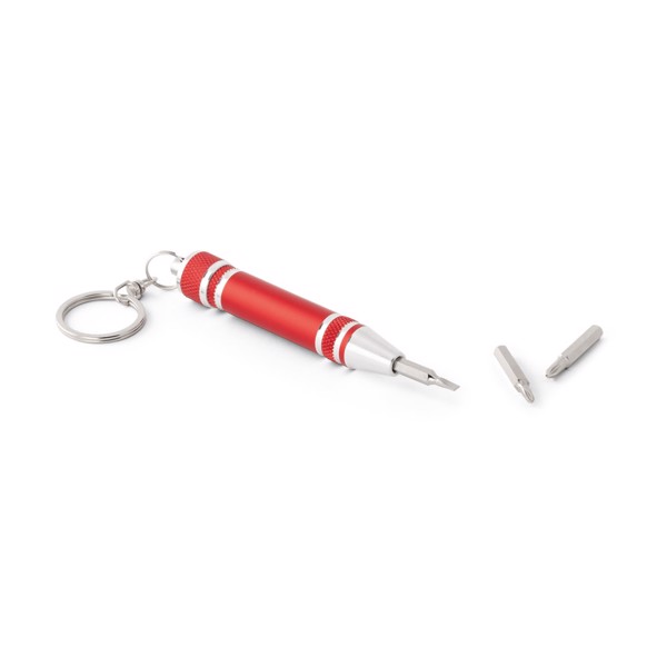 BASALT. Mini kit de ferramentas com porta-chaves - Vermelho