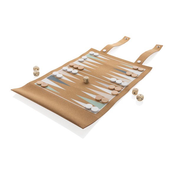 Britton skládací korková sada her backgammon a dámy