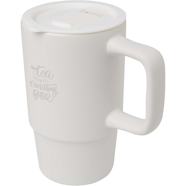 Carter 450 ml Keramiktasse mit Kunststoffdeckel - weiss