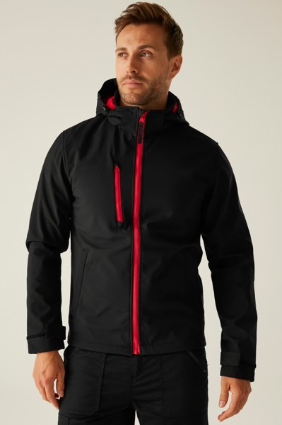 Venturer 3 Layer Hooded Printable Softshell Jacket - Black / Black / M