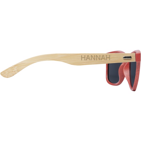 Lunettes de soleil Sun Ray en bambou - Rouge