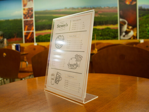 Porta Menu em acrílico - L - |--- Vertical