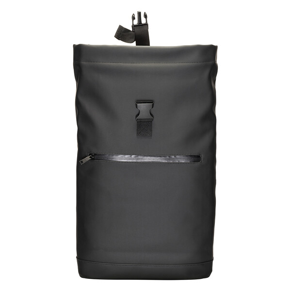 Water-Resistant Soft Pu Laptop Backpack (15") - Black