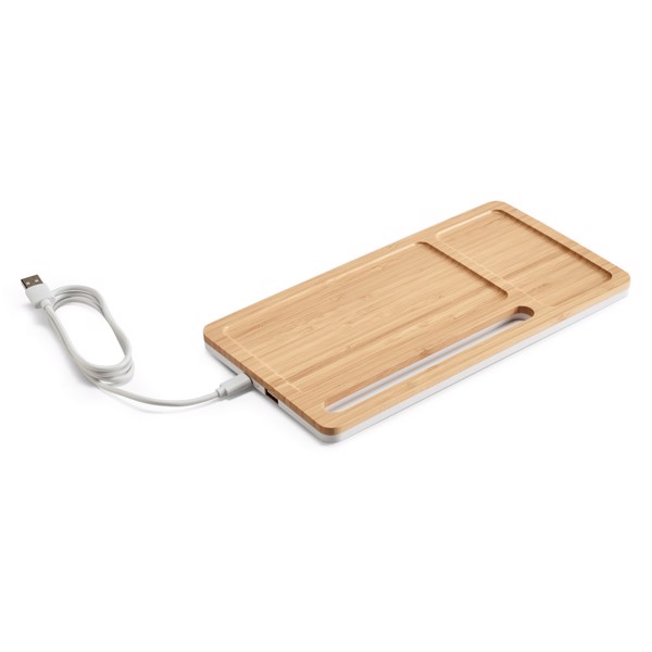 PS - MOTT. Bamboo desk organizer with wireless charger