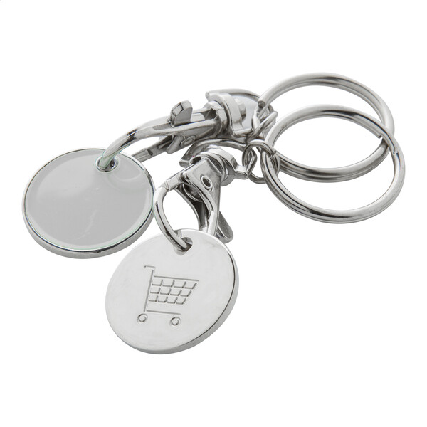 Kulcstartós Bevásárlókocsi Érme Eurocoin - Fehér