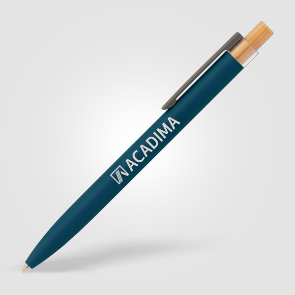 Stylo Reborn en aluminium recyclé - Bleu marine / Jet d’encre 4 couleurs