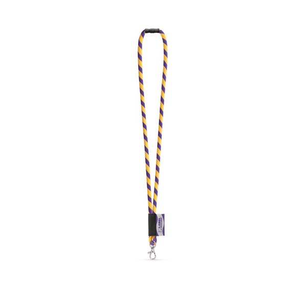 WISBECH. SET Lanyard TUBE Long (Ø 7 mm) s karabínou 9 mm a bezpečnostnou sponou Ø 7 mm - 300 - Čierna