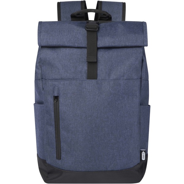Sac à dos Libra recyclé GRS avec rabat enroulable pour ordinateur portable de 15,6" 12L - Bleu cobalt