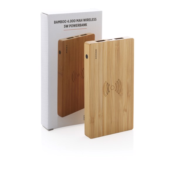 XD - Bamboo 4.000 mAh wireless 5W Powerbank