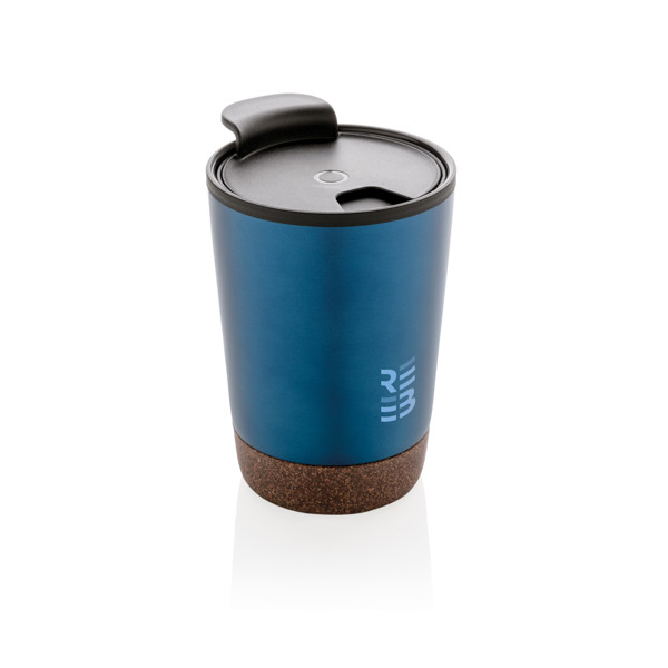 Korkový termohrnček z GRS recykl. plastu a ocele - Modrá