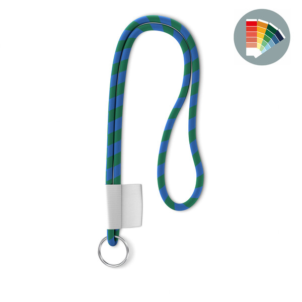 Lanyard cordon en polyester 2 tons avec étiquette en quadrichromie - PMS personnel / PMS personnel / Anneau crochet
