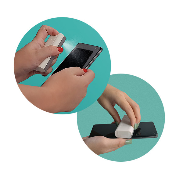 SCREEN CLEANER SPRAY AND SMARTPHONE HOLDER - Gris / 