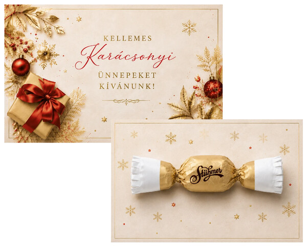 Karácsonyi képeslap szaloncukorral