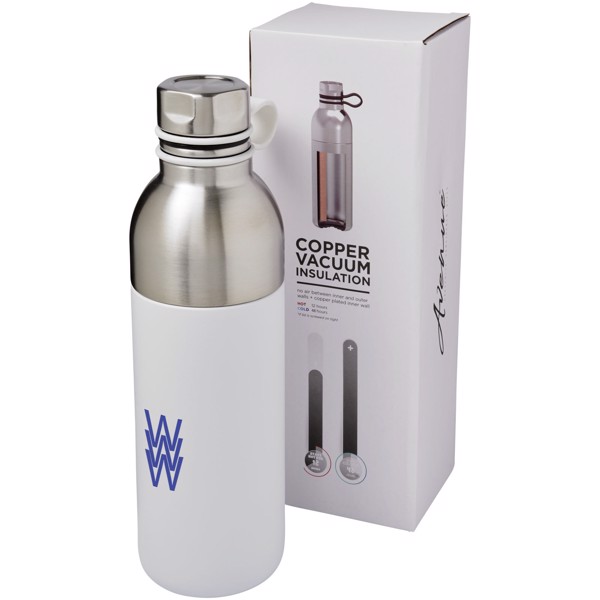 Koln 590 ml copper vacuum insulated sport bottle - White