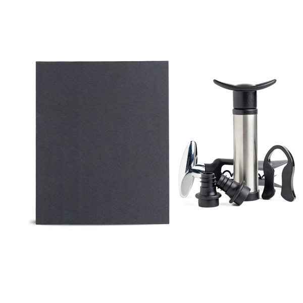 Set De Vinho Em Metal, 4 Peças - Preto