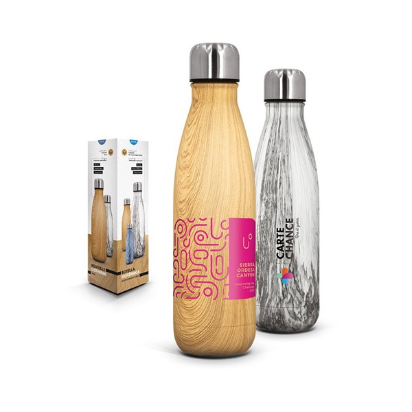 BOUTEILLE GOURDE 50 cl ISOTHERME DOUBLE-PAROI INOX - Blanc