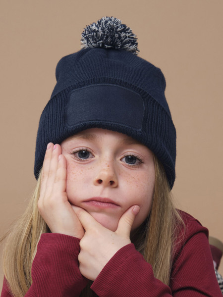 Kids Snowstar Patch Beanie - Black / Bright Royal