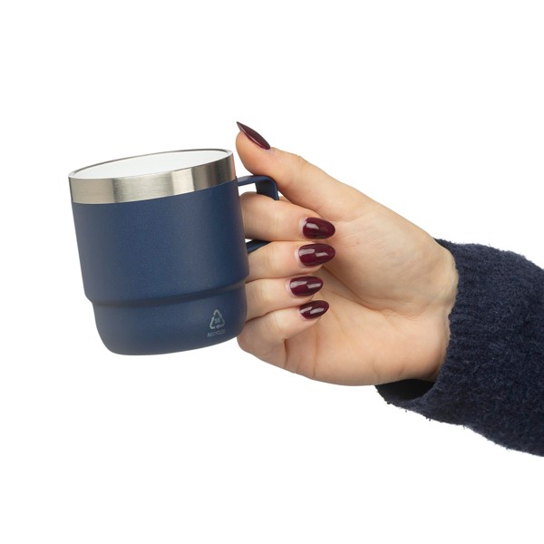 Gerecycled roestvrijstalen dubbelwandige drinkbeker (180 ml) Lilia - wit