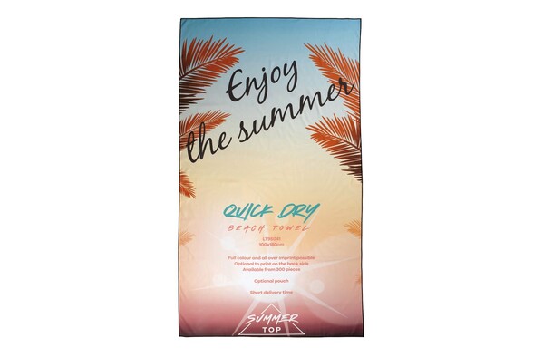 Quick dry beach towel 1000x1800mm without pouch - White/transparent