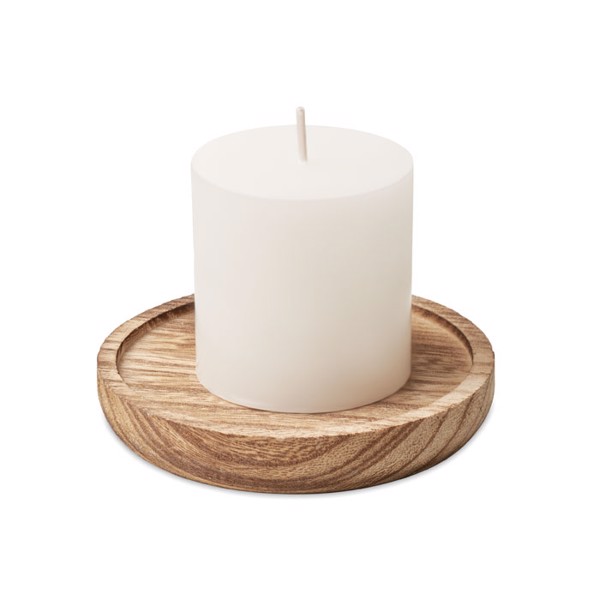 MB - Candle on round wooden base Pentas