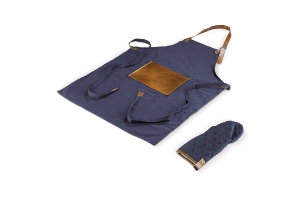 Apron and oven mitt