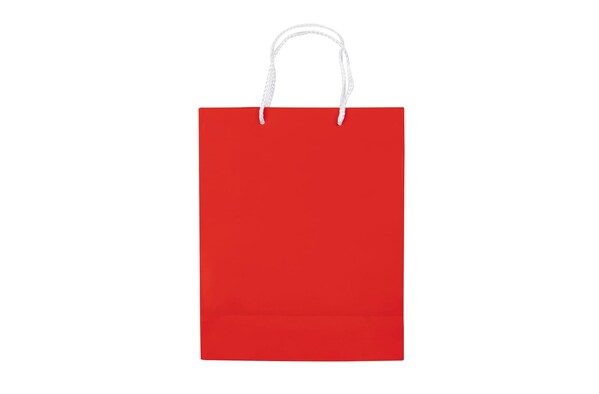 Papirnata vrečka sijajno laminirana, 240x100x300 mm - Rdeča