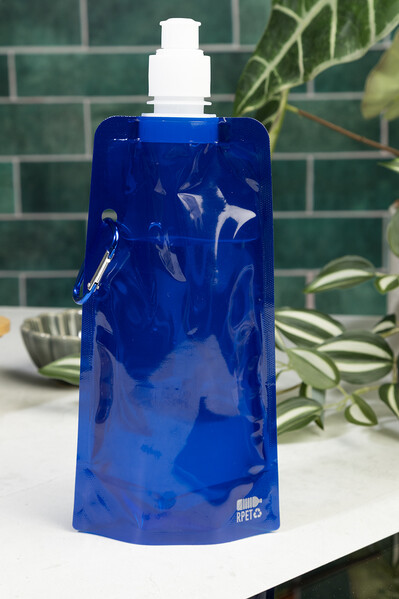 Bouteille pliable en RPET Carabol - Bleu